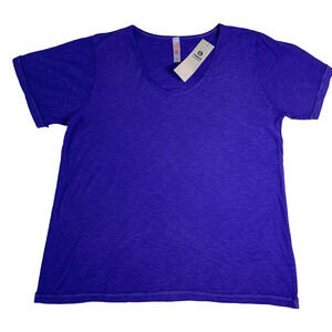 NWT Mono B Round Neck Tee Shirt Womens Large Blue Basic Capsule Staple Summer